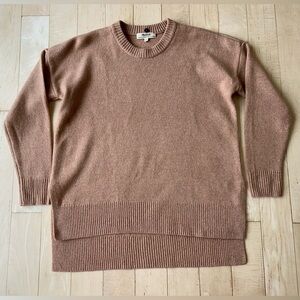 Madewell Cashmere/Wool Crewneck Sweater Split High-Lo Hem Sz XS Oversized Latte